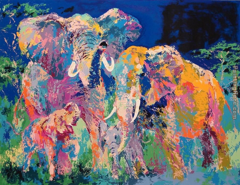 Leroy Neiman Elephant Family